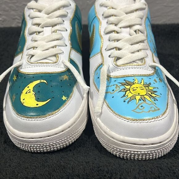 🔥Custom NIKE AIR FORCE 1 Low Sneakers Sun&Moon Day&Night - Rare One of One - EU - Picture 5 of 14